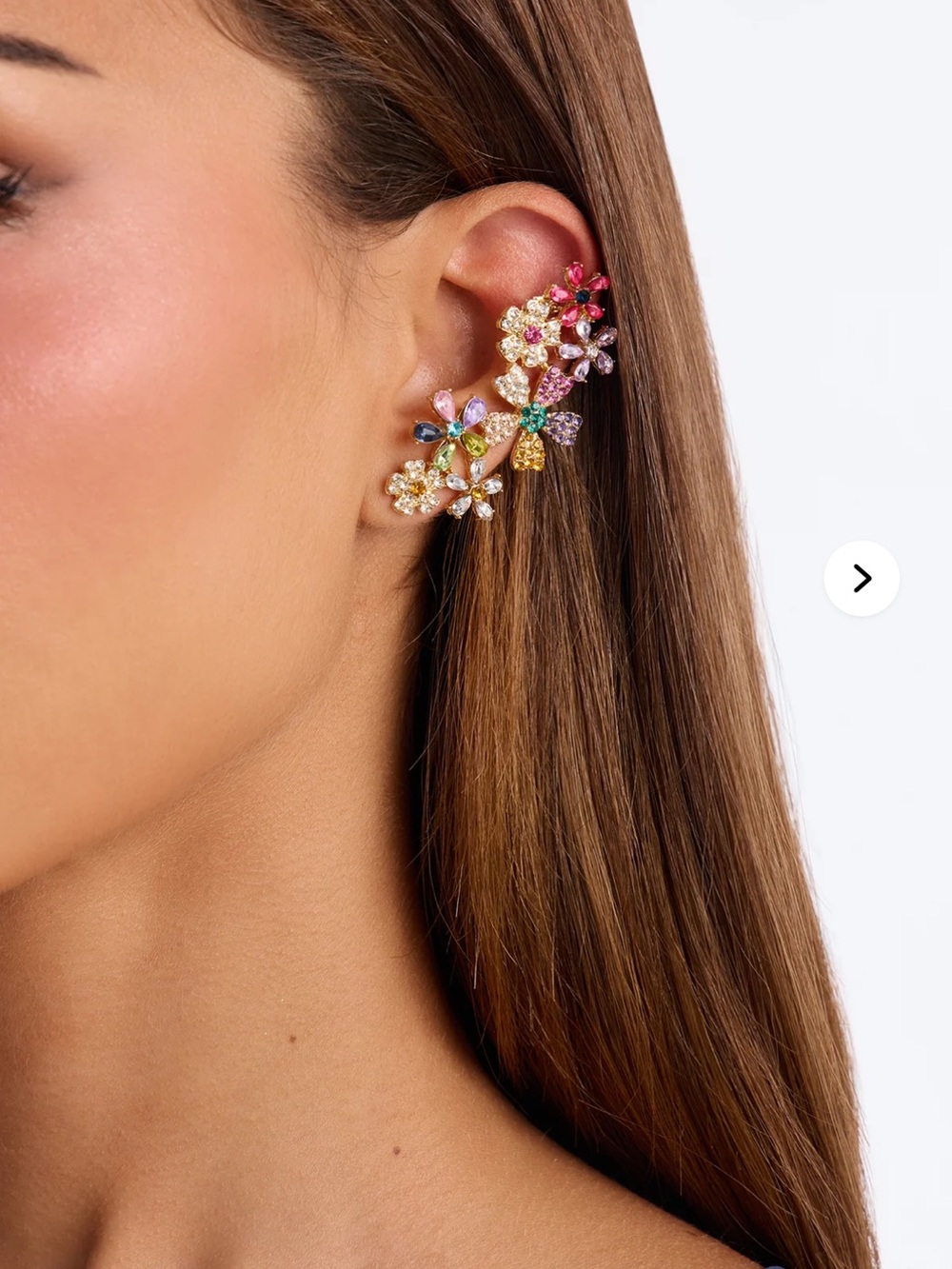 Multicolor Floral Crystal Drop Earrings - Women Jewelry